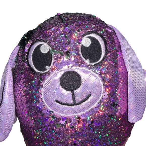 SHIMMEEZ Reversible Magic Sequins Purple & Turquoise Delilah the Dog 8” - Picture 3 of 12